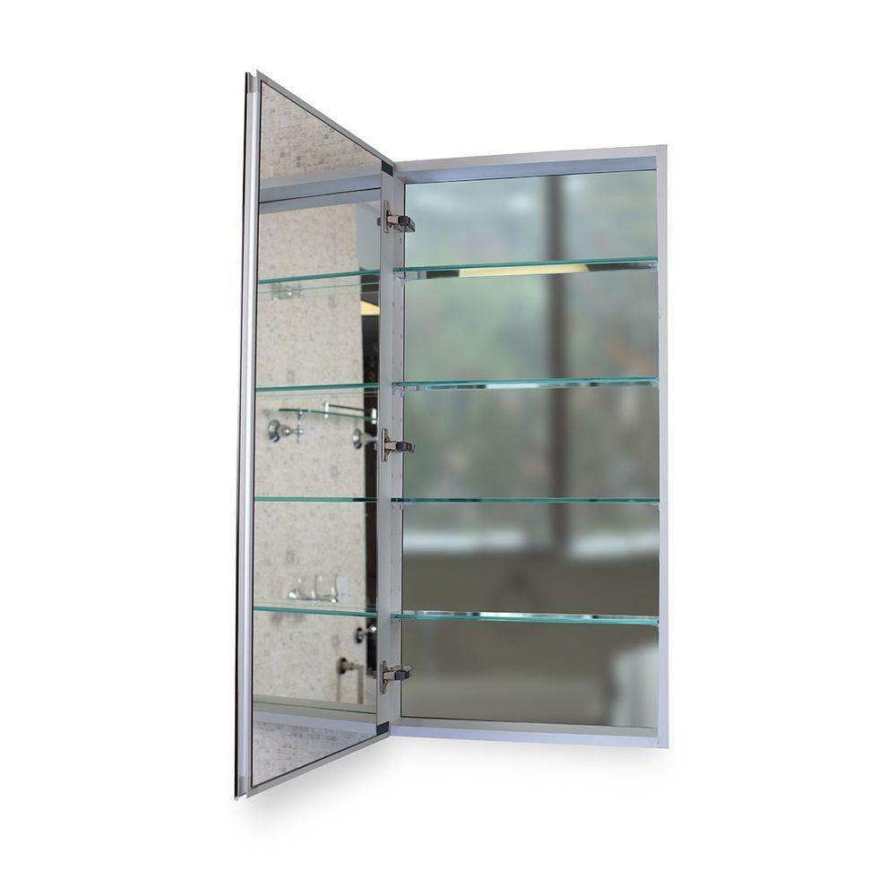 12 in. W x 30 in. H x 4 in. D Recessed or Surface Mount Medicine Cabinet in Aluminum - Super Arbor