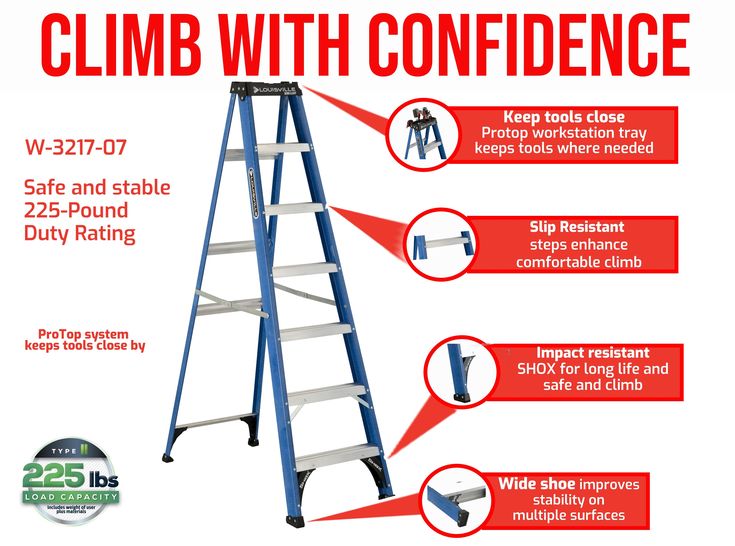 Louisville Ladder 7' Fiberglass Step Ladder, 225-lb Capacity, W-3217-07