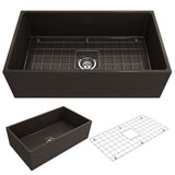 Contempo Farmhouse Apron Front Fireclay 27 in. Single Bowl Kitchen Sink with Bottom Grid and Strainer in White - Super Arbor