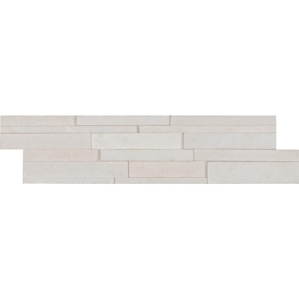 Arctic White 3D Ledger Panel 6 in. x 24 in. Honed Marble Wall Tile (10 cases / 60 sq. ft. / pallet) - Super Arbor