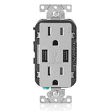 3.6A USB Dual Type A In-Wall Charger with 15 Amp Tamper-Resistant Outlets, White - Super Arbor