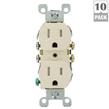 15 Amp Tamper-Resistant Duplex Outlet, Light Almond (10-Pack) - Super Arbor