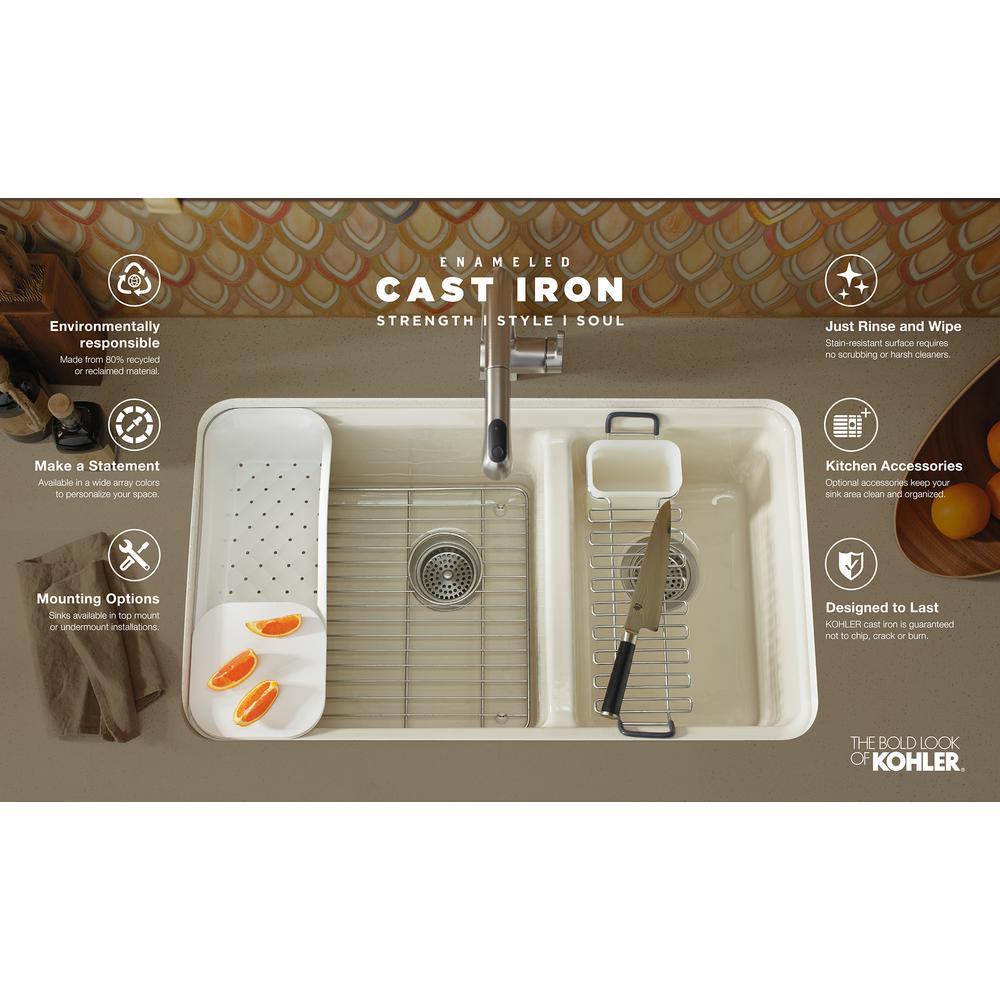 Riverby Workstation Drop-In Cast Iron 33 in. 4-Hole Single Bowl Kitchen Sink Kit with Included Accessories in White - Super Arbor