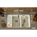Riverby Undermount Cast Iron 33 in. 5-Hole Double Bowl Kitchen Sink Kit in White - Super Arbor
