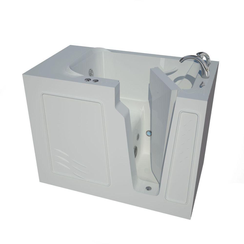 HD Series 46 in. Right Drain Quick Fill Walk-In Whirlpool Bath Tub with Powered Fast Drain in White - Super Arbor
