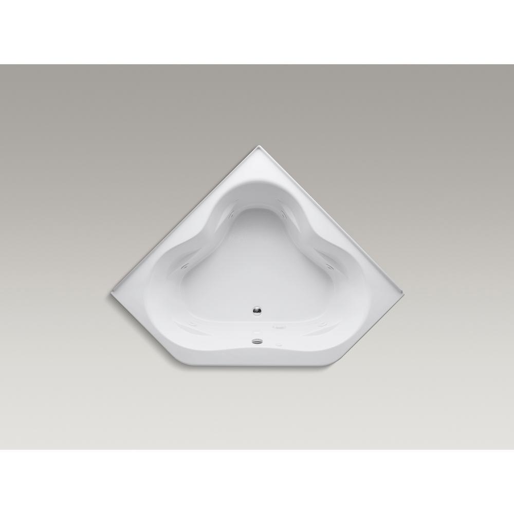 Tercet 5 ft. Left-Hand Drain Corner Alcove Whirlpool Bathtub White with Heater - Super Arbor