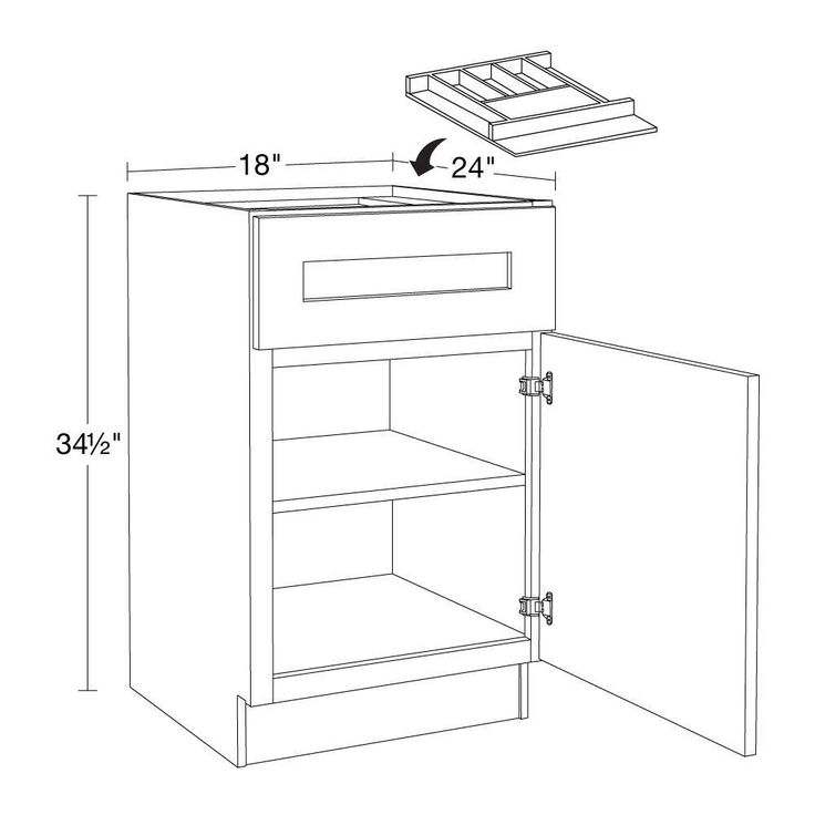 Newport 18 in. W x 24 in. D x 34.5 in. H Assembled Plywood Base Kitchen Cabinet in Blended Cream with Cutlery RH