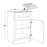 Newport 18 in. W x 24 in. D x 34.5 in. H Assembled Plywood Base Kitchen Cabinet in Blended Cream with Cutlery RH