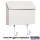 Standard Horizontal White Mailbox with Magazine Hooks