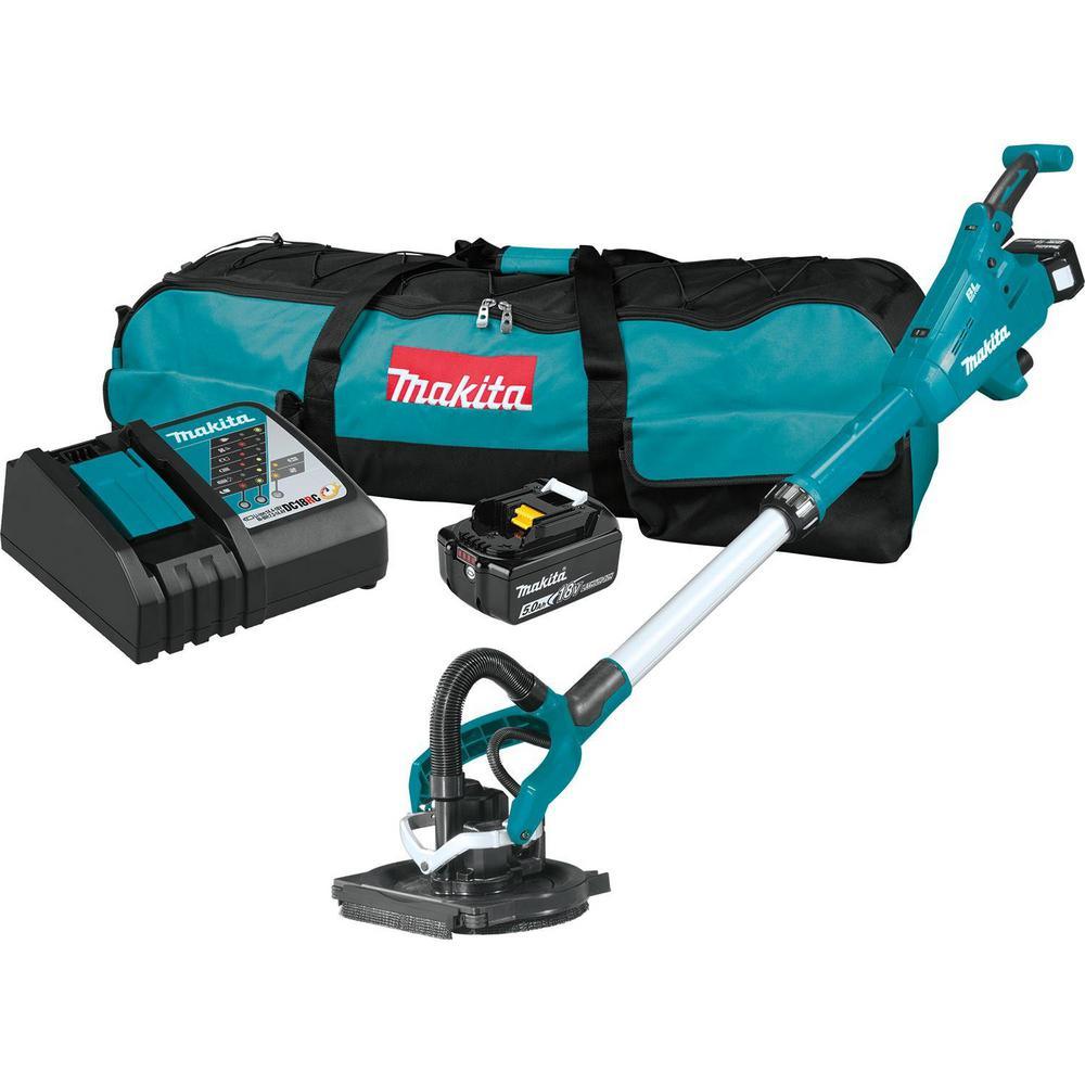 5.0 Ah 18-Volt LXT Lithium-Ion Brushless Cordless 9 in. Drywall Sander Kit, AWS Capable with bonus 18V LXT Cut-Out Saw - Super Arbor