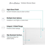 Voltaire 48 in. x 36 in. Single Threshold Acrylic Left Drain Shower Base in White - Super Arbor