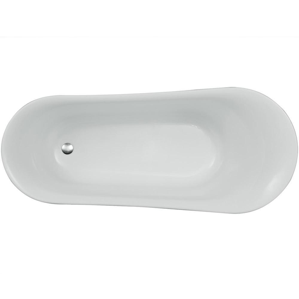 63 in. Acrylic Right Drain Oval Claw Foot Freestanding Bathtub in White - Super Arbor