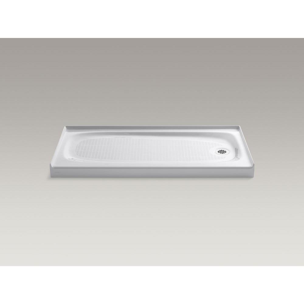 Salient 60 in. x 30 in. Cast Iron Single Threshold Shower Base with Right-Hand Drain in White - Super Arbor