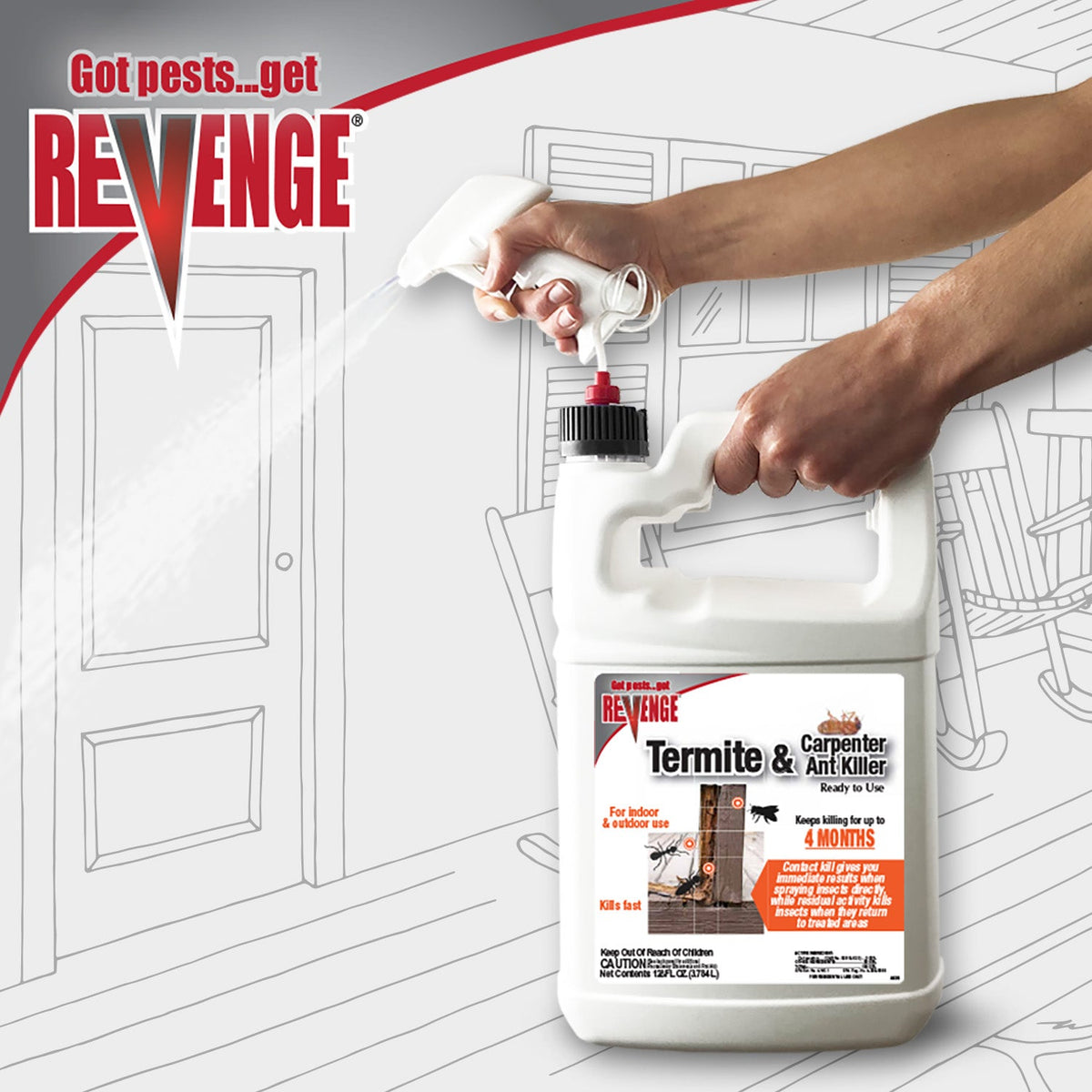 Bonide Revenge Termite & Carpenter Ant Killer, Ready-to-Use, 1 Gallon