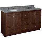 Ultraline 60 in. W x 21 in. D x 34.5 in. H Vanity for Double Basins Cabinet Only in Natural Alder - Super Arbor