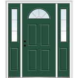 68.5 in. x 81.75 in. Internal Grilles Right-Hand Inswing 1/4-Lite Clear Painted Steel Prehung Front Door with Sidelites - Super Arbor