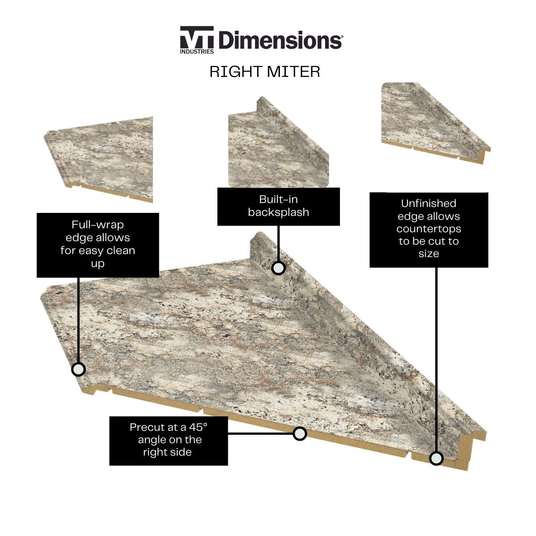 VT Dimensions Formica 6-ft Cafe Azul Right-Hand Miter-Cut Laminate Kitchen Countertop with Integrated Backsplash