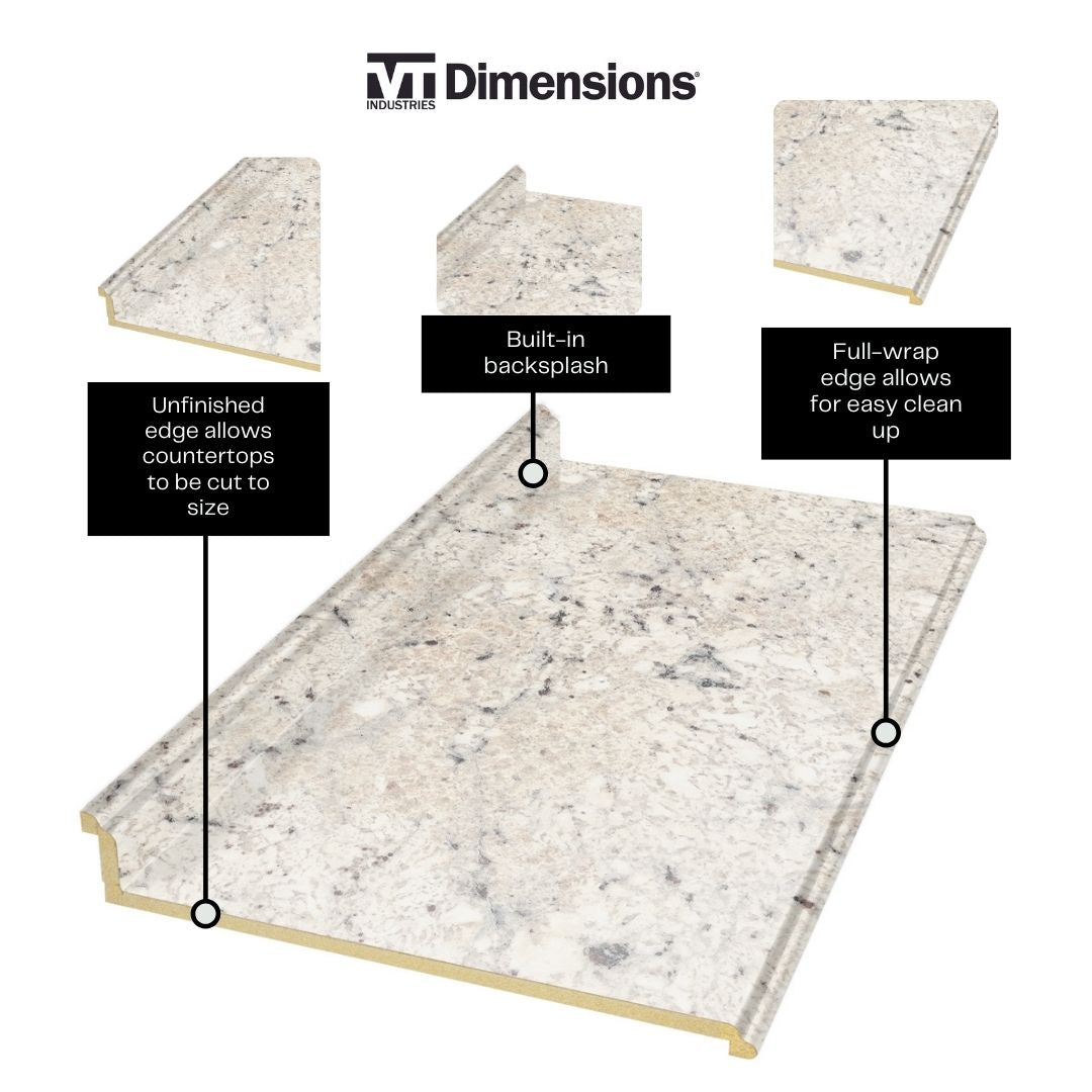 VT Dimensions Formica 10-ft Ouro Romano Etchings Straight Laminate Kitchen Countertop with Integrated Backsplash