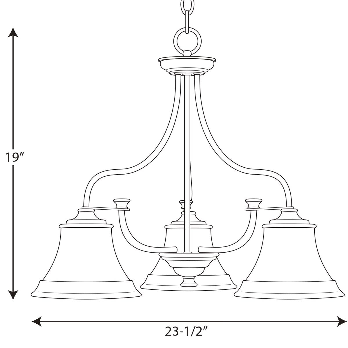 Progress Lighting Tinsley 3-Light Brushed Gold Traditional Chandelier