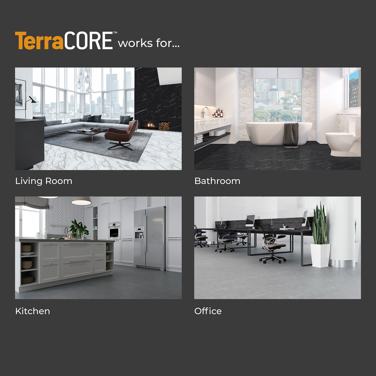 Lucida USA Terracore Nero Marquina Gray 22-mil x 12-in W x 24-in L Waterproof Interlocking Luxury Vinyl Plank Flooring (16-sq ft/ Carton)