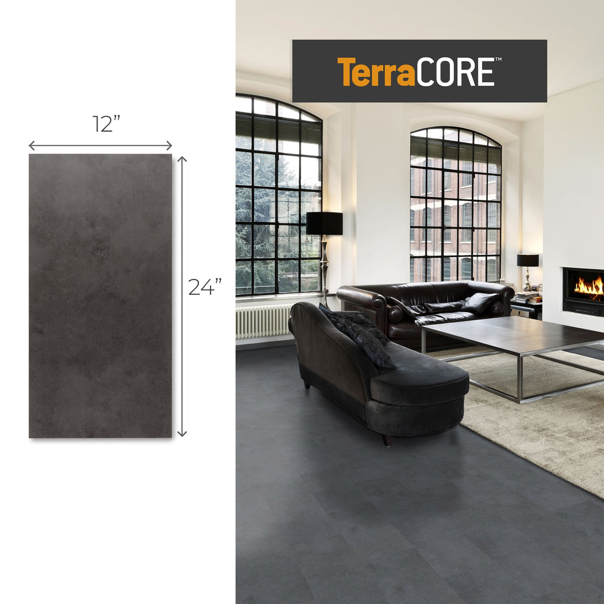 Lucida USA Terracore Nero Marquina Gray 22-mil x 12-in W x 24-in L Waterproof Interlocking Luxury Vinyl Plank Flooring (16-sq ft/ Carton)