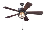 Harbor Breeze Merrimack II 52-in Matte Bronze LED Indoor/Outdoor Ceiling Fan with Light Kit, 5-Blade