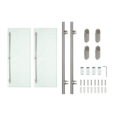 Oval 14.75 in. W Double Glass Wall Shelf with Pre-Installed Rails in Satin Nickel - Super Arbor