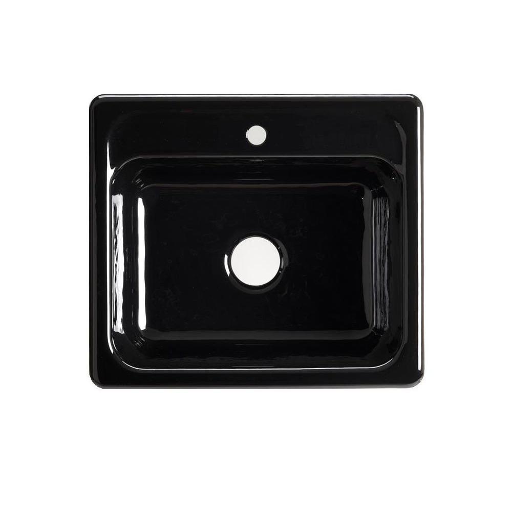 Mayfield Drop-In Cast Iron 25 in. 1-Hole Single Bowl Kitchen Sink in White - Super Arbor