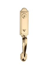 Kwikset Prestige Avendale Single-Cylinder Handleset with Arch Rose Tobin Lever, Lifetime Polished Brass, SmartKey Security