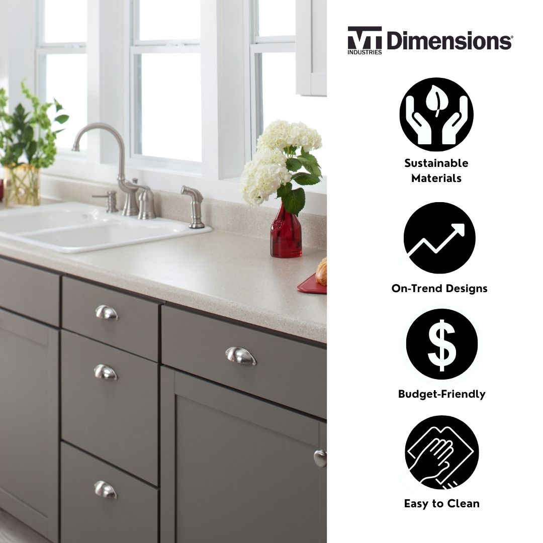 VT Dimensions Wilsonart 6-ft x 25.25-in Kalahari Topaz Matte Right-Hand Miter-Cut Laminate Kitchen Countertop with Integrated Backsplash, 4588-60