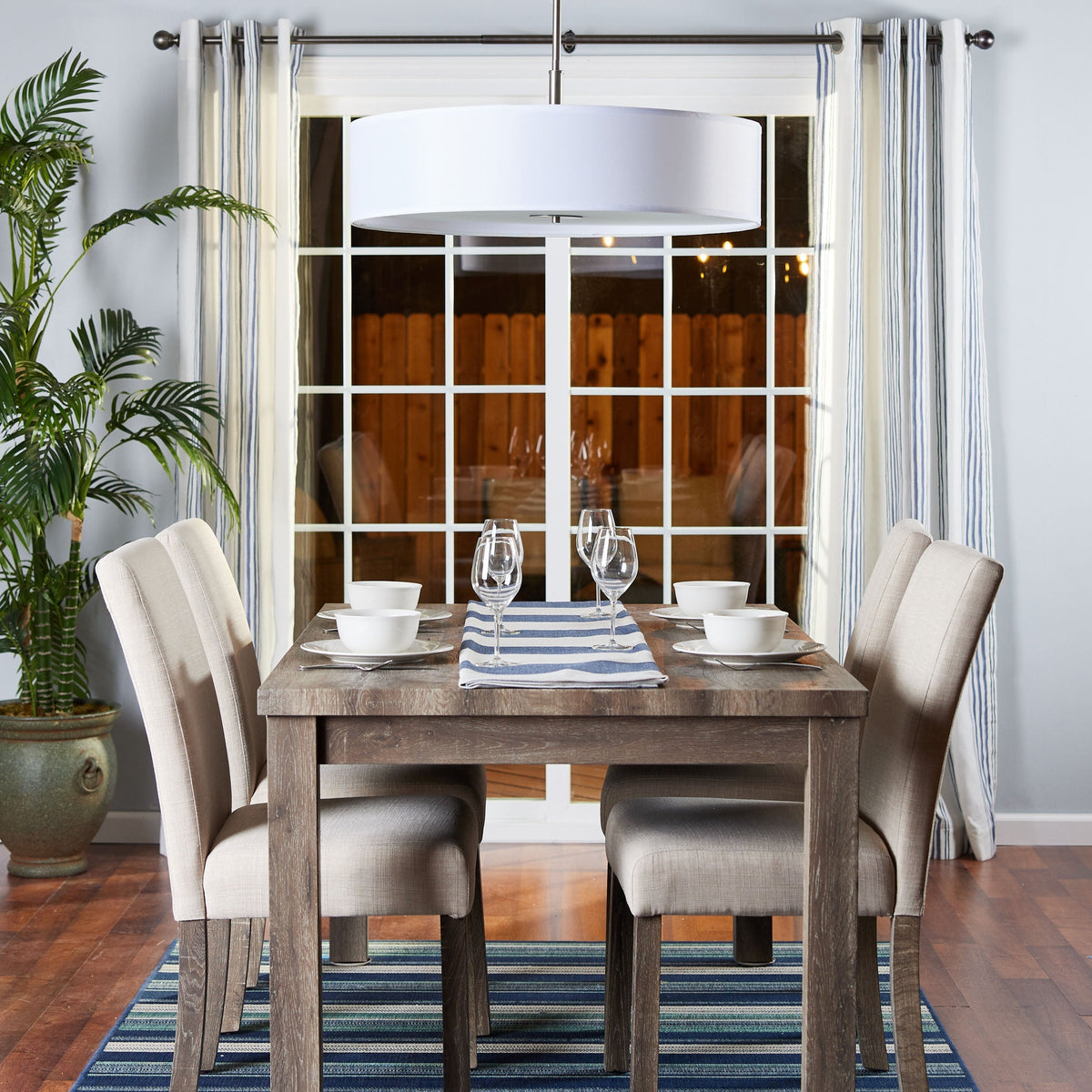 Kichler 5-Light Brushed Nickel Modern/Contemporary Etched Glass Drum Medium Hanging Pendant Light