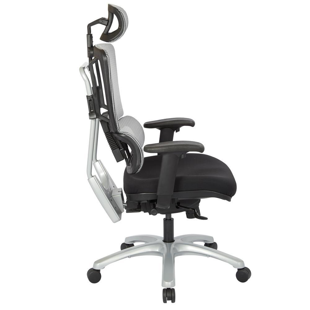 Breathable Vertical Silver Headrest with Steel/Gray Mesh - Super Arbor