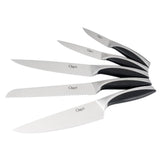 6-Piece Japanese Stainless Steel Knife Block Set with Rotating Knife Block and Tablet Holder