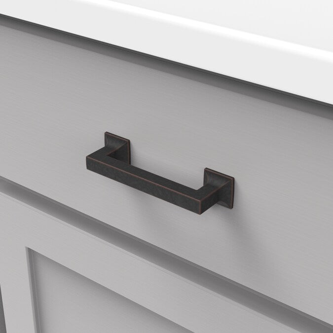 Hickory Hardware Studio 3-3/4-in (96mm) Center to Center Oil-Rubbed Bronze Highlighted Rectangular Handle Drawer Pull