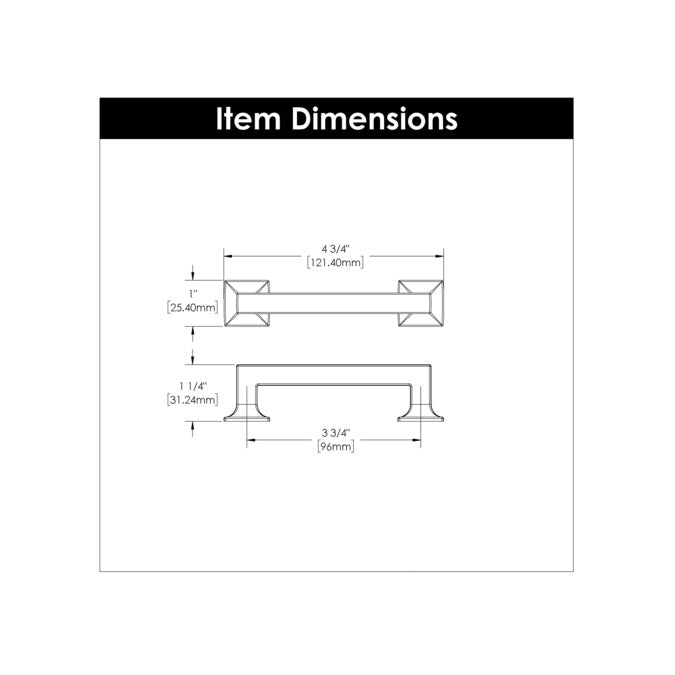 Hickory Hardware Studio 3-3/4-in (96mm) Center to Center Oil-Rubbed Bronze Highlighted Rectangular Handle Drawer Pull