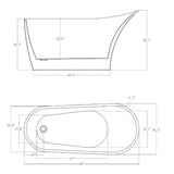 59 in. Glossy Black Fiberglass Non-Whirlpool Bathtub with Tub Filler Combo - Modern Flatbottom Stand Alone Tub - Super Arbor