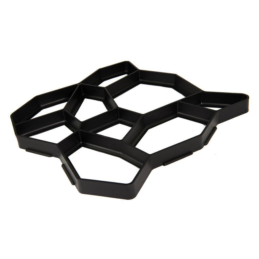 17 in. x 17 in. x 1.5 in. Black Plastic Mold Reusable Concrete Stepping Stone, DIY Paver Pathway Maker - Super Arbor