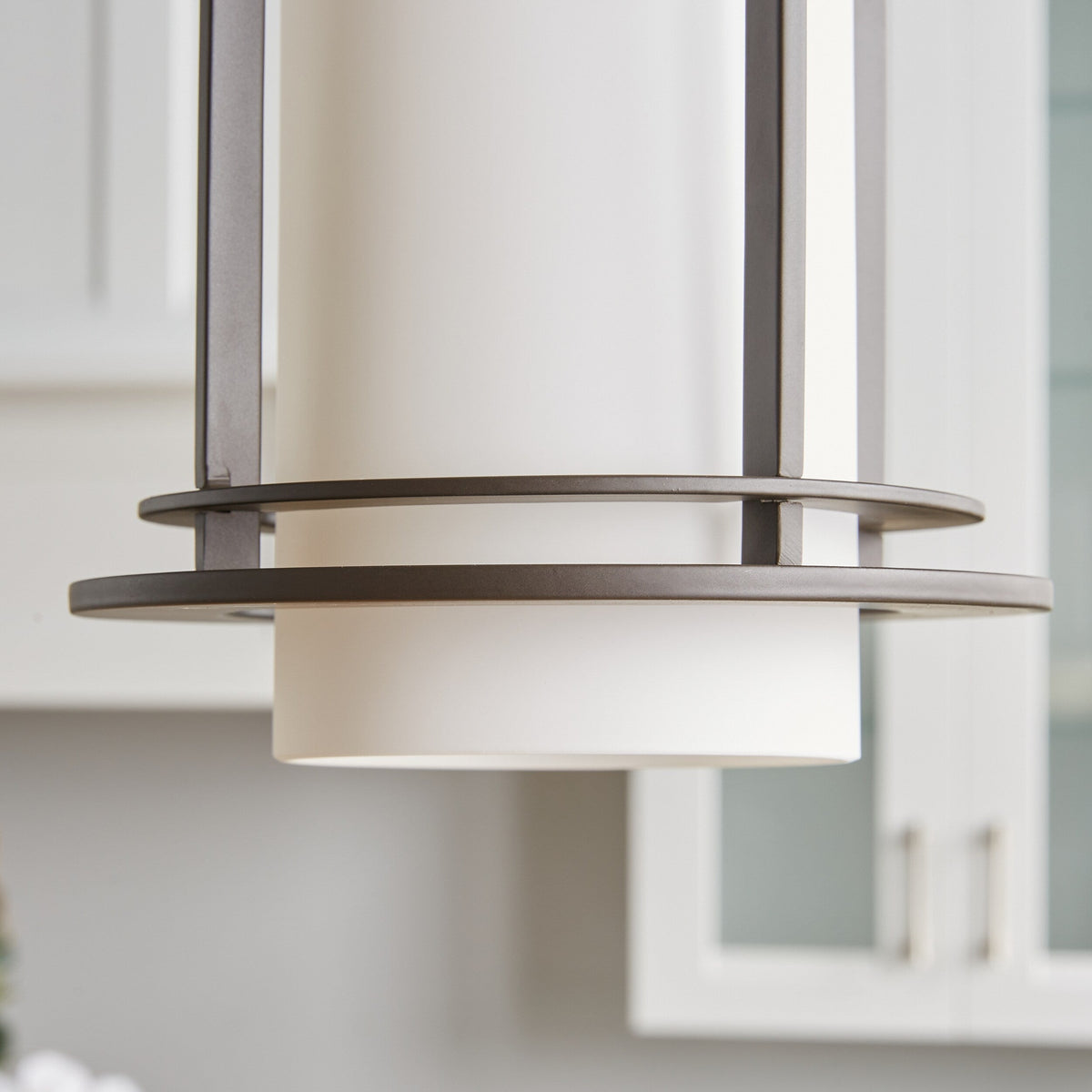 Kichler Pacific Edge Architectural Bronze Traditional Opal Glass Cylinder Pendant Light