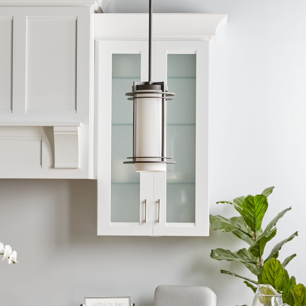Kichler Pacific Edge Architectural Bronze Traditional Opal Glass Cylinder Pendant Light