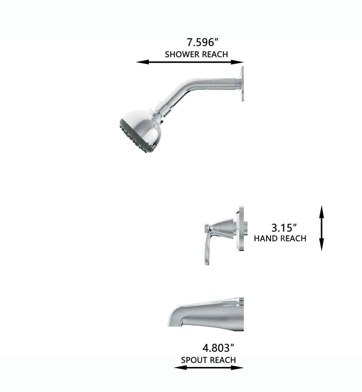 Project Source Everfield 3-Handle Tub and Shower Faucet with Valve, Polished Chrome (1.75 GPM)