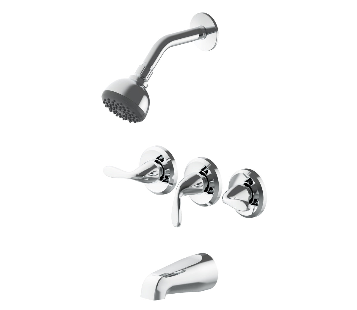 Project Source Everfield 3-Handle Tub and Shower Faucet with Valve, Polished Chrome (1.75 GPM)