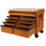 46 in. W x 24.5 in. D 9-Drawer Tool Chest Mobile Workbench with Solid Wood Top in Orange - Super Arbor