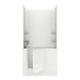 Rampart Nova Heated 5 ft. Walk-in Whirlpool Bathtub with Flat Easy Up Adhesive Wall Surround in White - Super Arbor