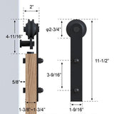 11 ft./132 in. Frosted Black Strap Sliding Barn Door Track Hardware Kit for Double Wood Doors Non-Routed Floor Guide - Super Arbor