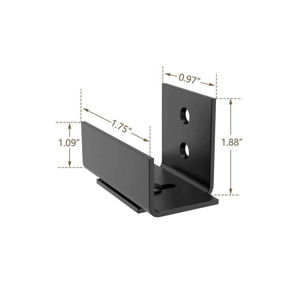 1.43 in. Black Steel U Shape Heavy-Duty Sliding Barn Door Floor Guide Hardware (Model 4) - Super Arbor