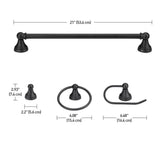 Jayden 3-Light Oil Rubbed Bronze Vanity Light with Frosted Glass Shades and 4-Piece Bath Set