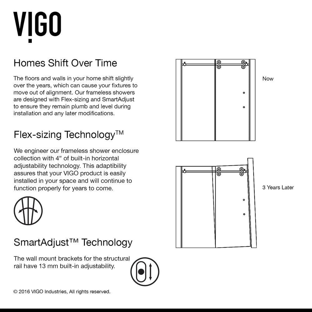 Elan 48 to 52 in. x 74 in. Frameless Sliding Shower Door in Stainless Steel with Clear Glass and Handle - Super Arbor