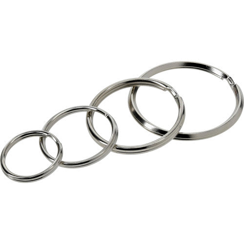 Hillman Tempered Steel Assorted Split Key Rings, Nickel-Plated (3/4 in, 1 in, 1-1/4 in, 1-1/2 in)