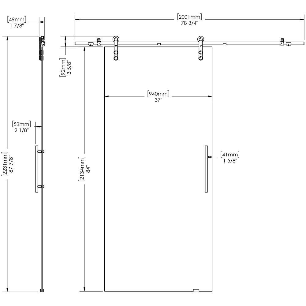 37 in. x 84 in. Glacier Full Frosted Glass Sliding Barn Door with Hardware Kit - Super Arbor