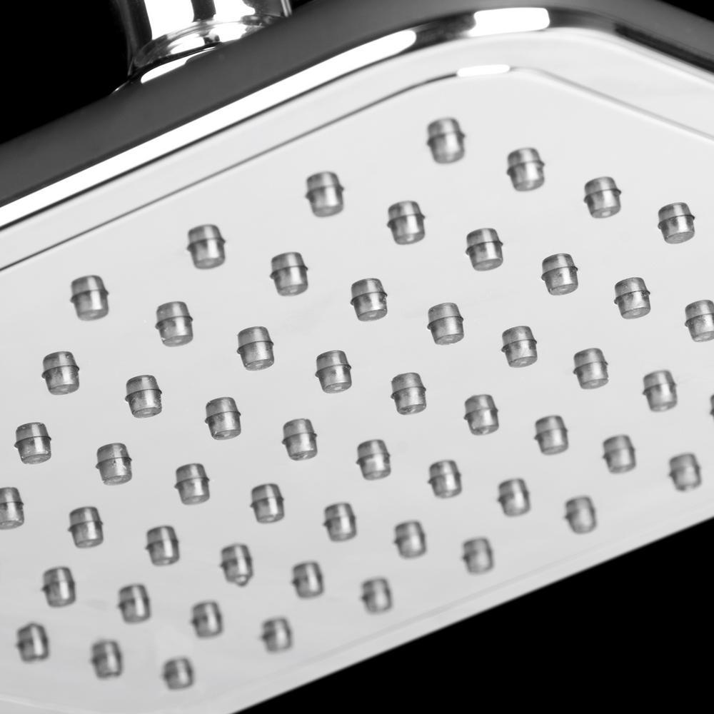 1-Spray 7.85 in. Single Wall Mount Fixed Rain Shower Head in Black - Super Arbor